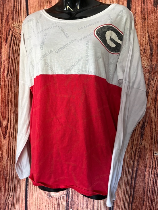 Concepts Tops - Georgia Bulldogs White and Red Colorblock Long Sleeve Shirt UGA GO DAWGS!